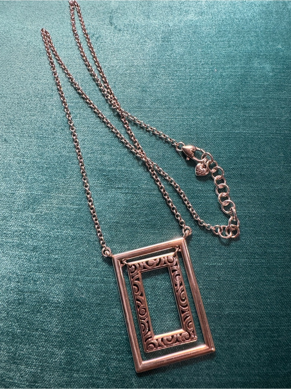 Brighton Rectangular Silver Filigree Pendant Necklace - Women Jewelry